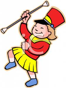 225x300 A Colorful Cartoon Of A Majorette Marching With A Baton
