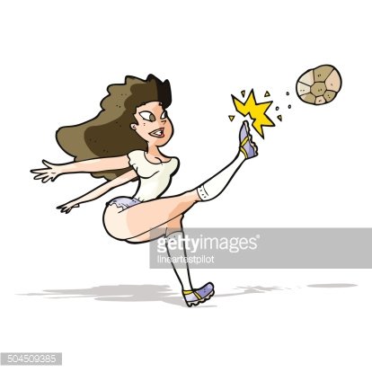 414x414 Cartoon Female Soccer Player Kicking Ball Premium Clipart