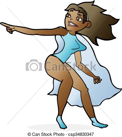 419x470 Cartoon Superhero Woman Pointing Eps Vector