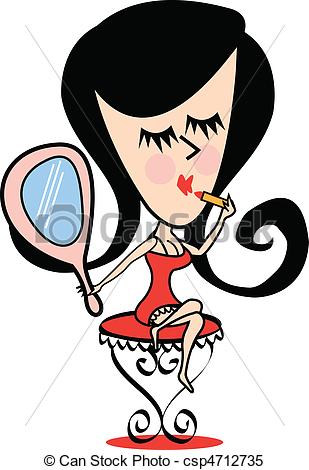 309x470 Girl Putting Makeup Clip Art. Girl Or Woman Putting