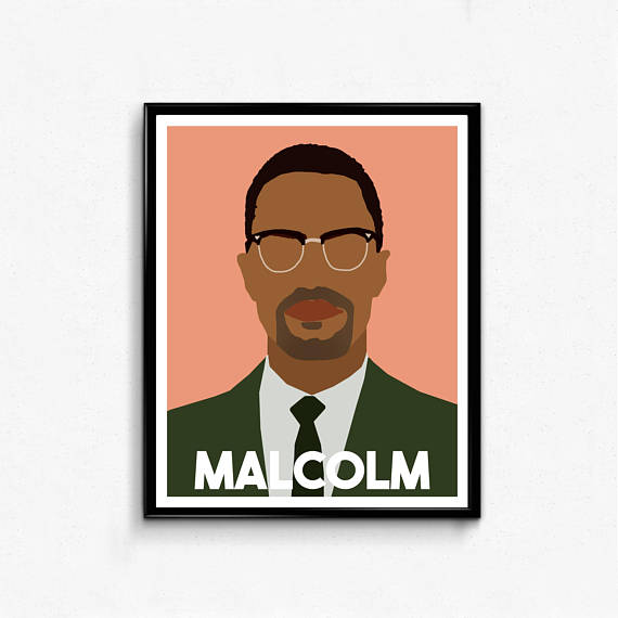 570x570 Malcolm X Minimalist Portrait Icon Remarkable Men Wall Art