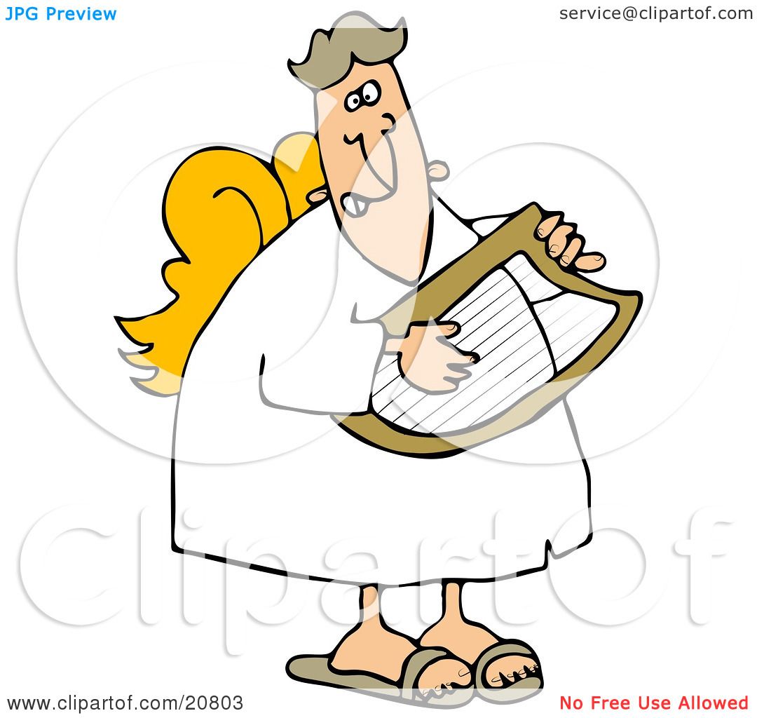 1080x1024 Clipart Illustration Of A Grinning Male Angel In A White Robe