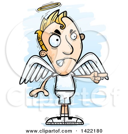 450x470 Clipart Of A Cartoon Doodled Male Angel Angrily Pointing A Finger