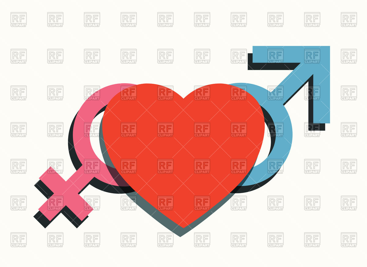1200x873 Male, Female And Heart Symbols Royalty Free Vector Clip Art Image