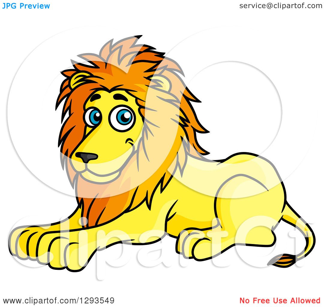 1080x1024 Clipart Of A Cartoon Happy Resting Male Lion