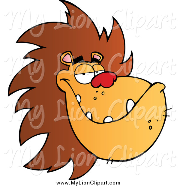 600x620 Clipart Of A Grinning Male Lion's Face By Hit Toon