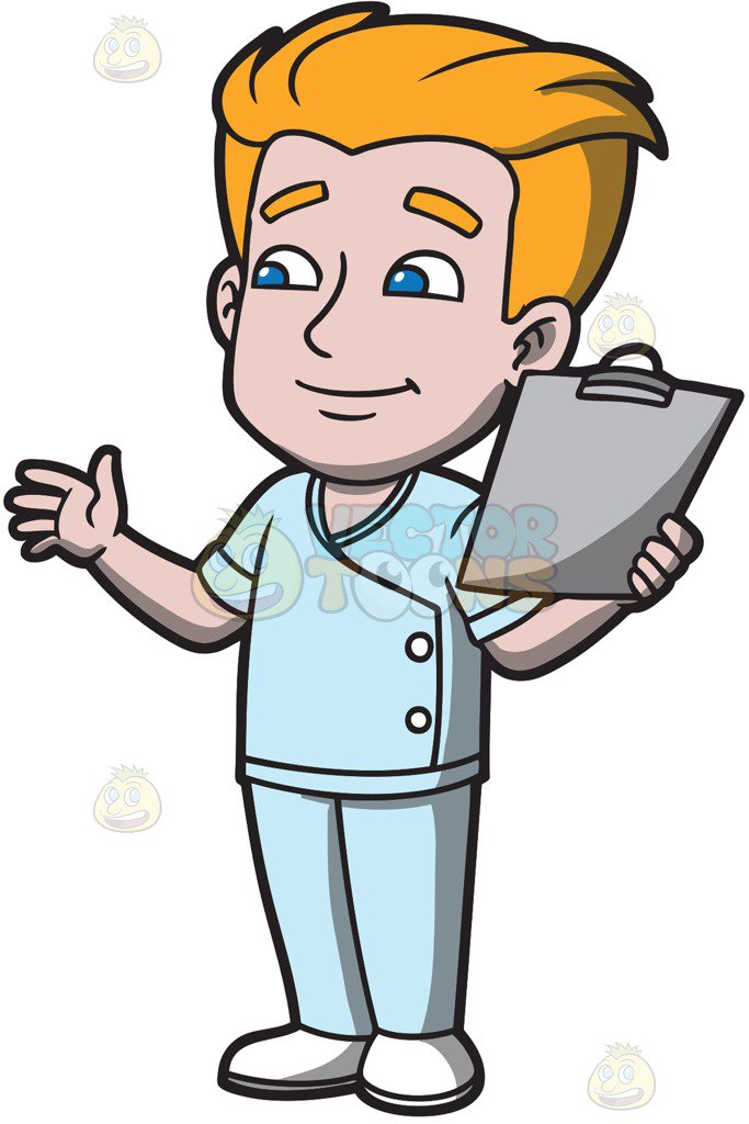 683x1024 A Male Nurse Holding A Patients Chart Cartoon Clipart Vector Toons