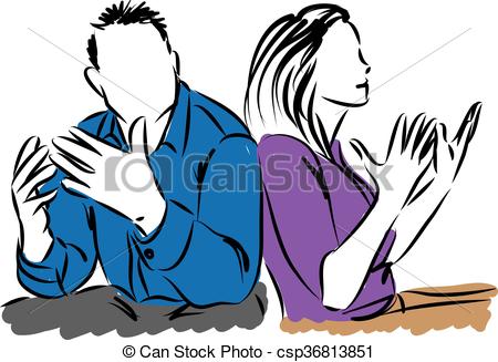 450x327 Couple Discussing Man And Woman Illustration Clipart Vector