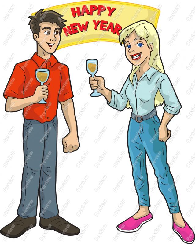 638x800 Man And Woman Drinking On New Years Clip Art