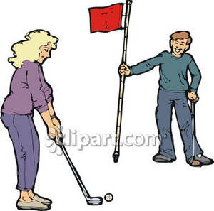 300x297 Man Woman Golf Clipart