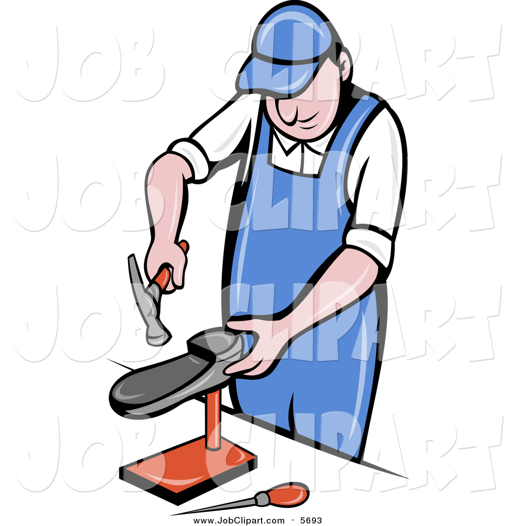 1024x1044 Job Clip Art Of A White Male Shoe Maker Worker Man Hammering By
