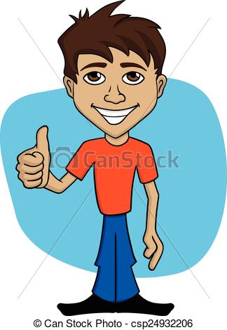 324x470 Cartoon Illustration A Happy Man. Cartoon Illustration