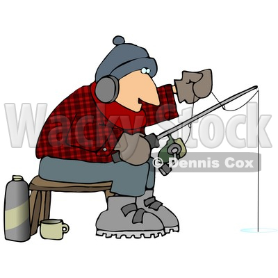 400x400 Cold Man Ice Fishing In The Winter Clipart Picture Djart