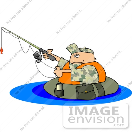 450x450 Man Fishing While Floating In A Tube Clipart