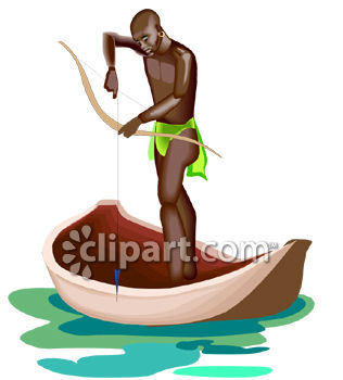 316x350 African Native Man Fishing With A Bow From A Canoe