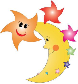 325x350 Free Clipart Picture Of Happy Stars And The Man In The Moon Cool