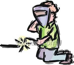 300x261 A Man Welding Steel Royalty Free Clipart Picture