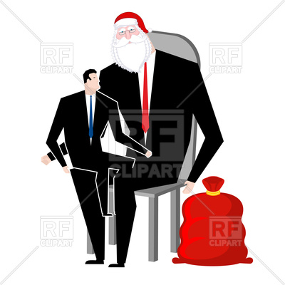 400x400 Manager Sitting On Lap Of Santa Claus Royalty Free Vector Clip Art