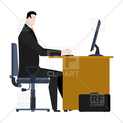 400x400 Manager Working On Computer Royalty Free Vector Clip Art Image