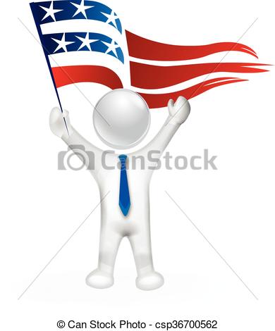 390x470 3d Man With Usa Flag Vector Clip Art Vector