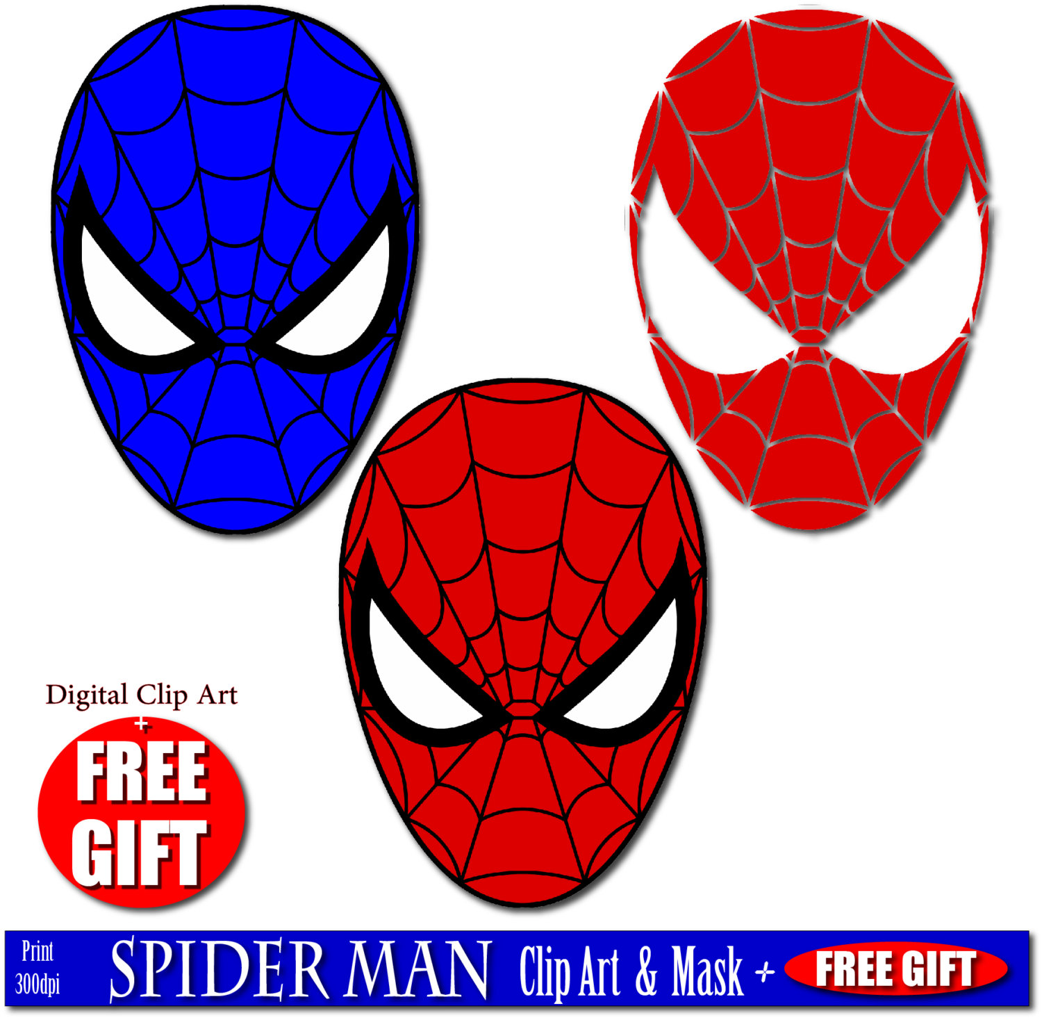 1500x1481 Digital Clip Art Spiderman Mask Superhero Party Masks Clipart