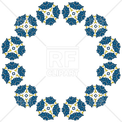 400x400 Decorative Circle Frame With Blue Flower, Mandala Border Royalty