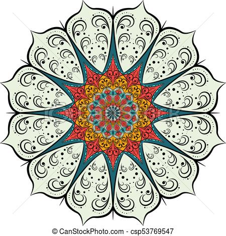 450x470 Decorative Pattern Mandala. Oriental Round Symmetrical Eps