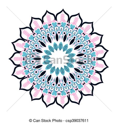 450x470 Flat Design Colorful Intricate Mandala Icon Vector Vector Clip