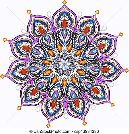 450x470 Mandala Brooch Jewelry, Design Element. Tribal Ethnic Floral