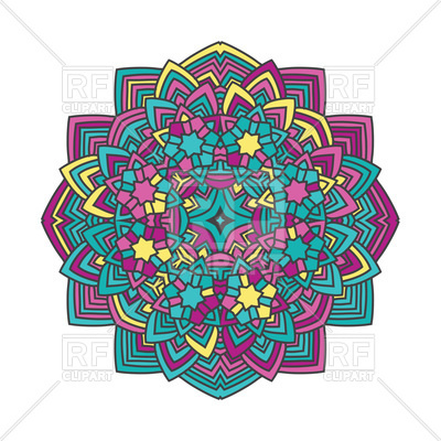 400x400 Abstract Color Flower In Mandala Style Royalty Free Vector Clip