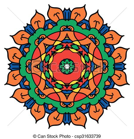 450x470 Bright Vector Mandala. Isolated Round Element. Vectors