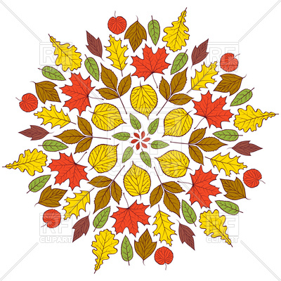 400x400 Colorful Autumn Mandala With Autumn Leaves Royalty Free Vector