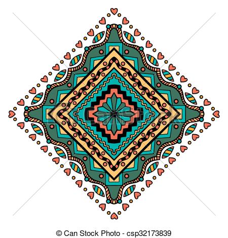 450x470 Mandala Square Ornament, Tribal Ethnic Pattern, Arabic Vectors