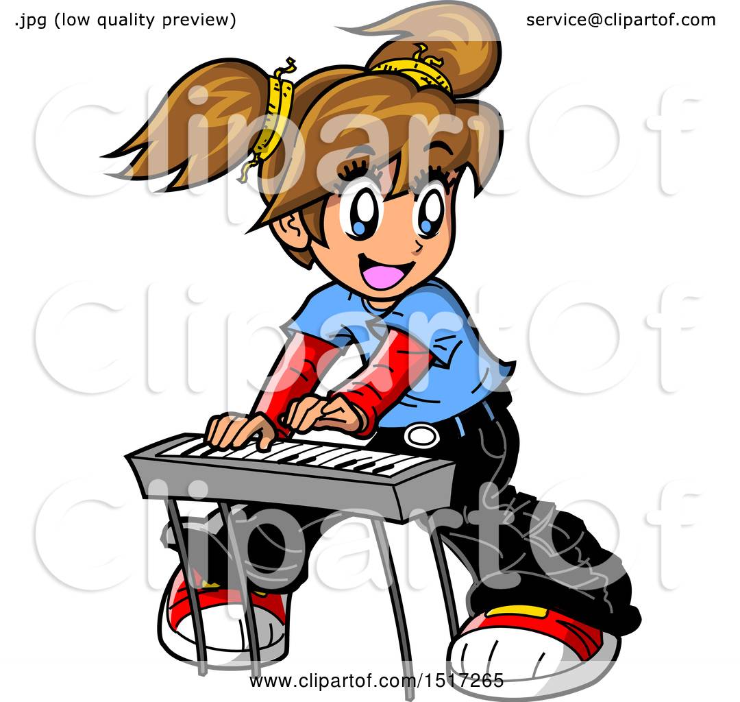 1080x1024 Clipart Of A Manga Girl Playing A Keyboard