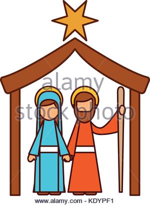 300x412 Christmas Nativity Scene With Virgin Mary And Baby Jesus Stock