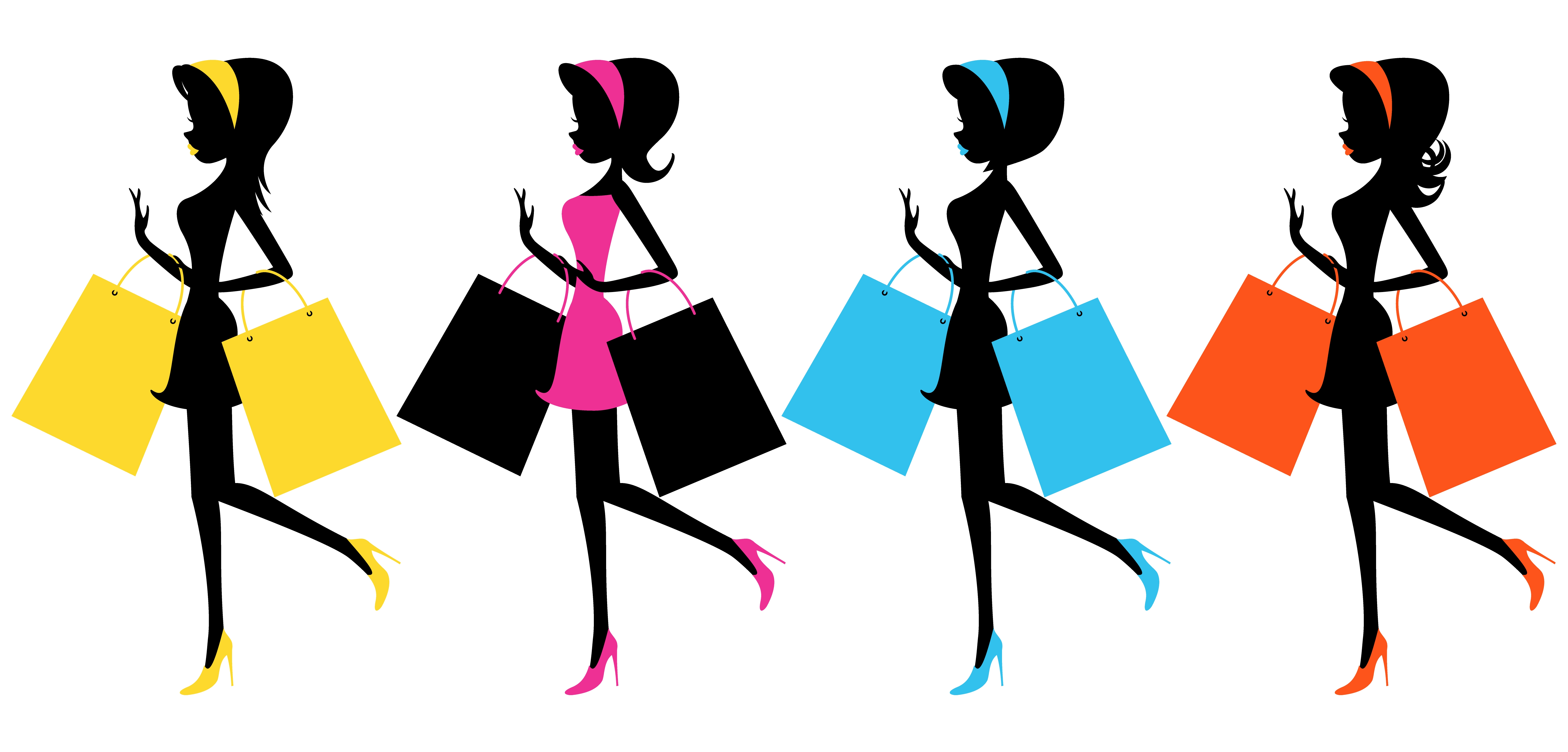 6250x3000 Shopping Bag Clipart Group With Items