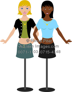 235x300 Clip Art Image Of A Caucasian, And African American Mannequins