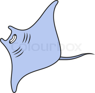 320x313 Set Of Stingray Silhouette And Icons In Simple Style. Vector