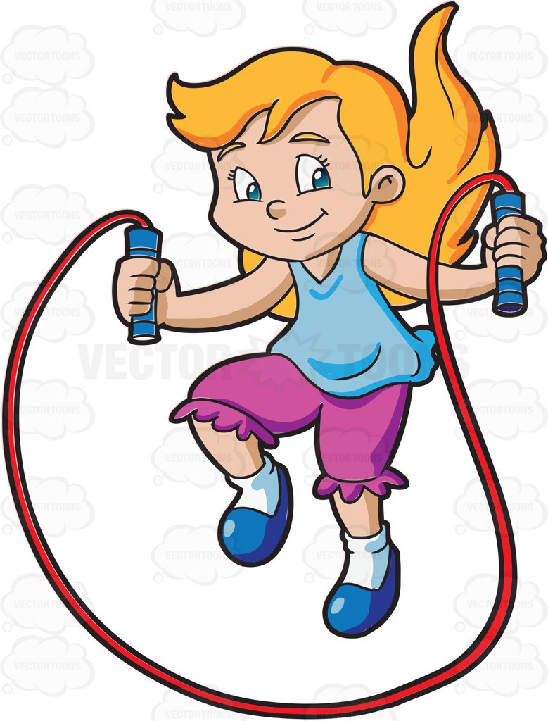 779x1024 A Young Girl Skipping Rope Cartoon Clipart Vector Toons