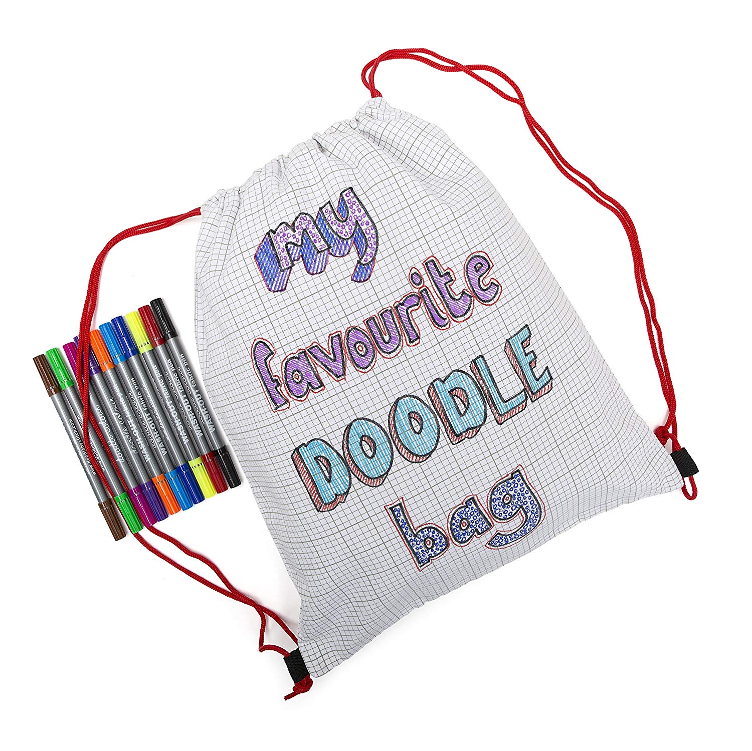 1500x1499 Doodle Drawstring Backpack, Color Your Own Backpack