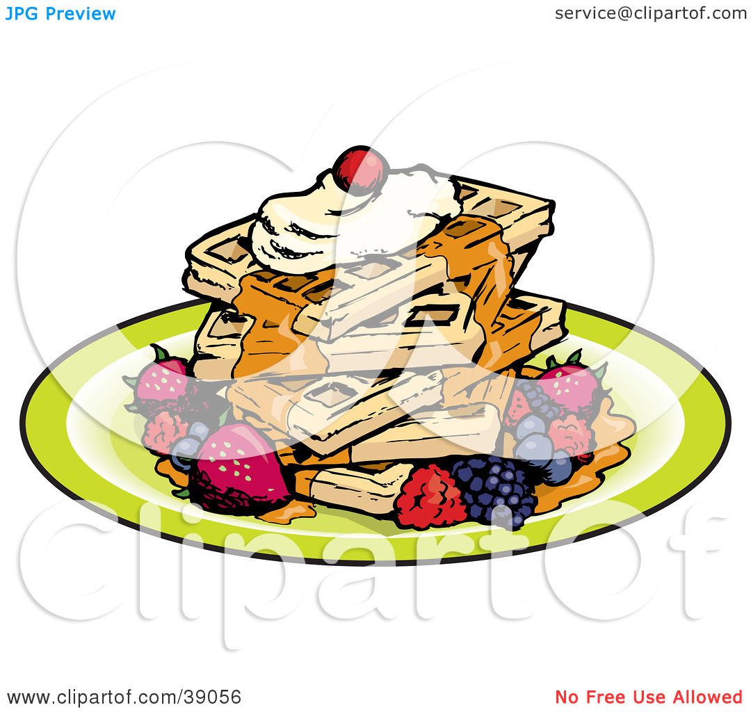 1080x1024 Clipart Illustration Of A Stack Of Five Square Waffles Garnished
