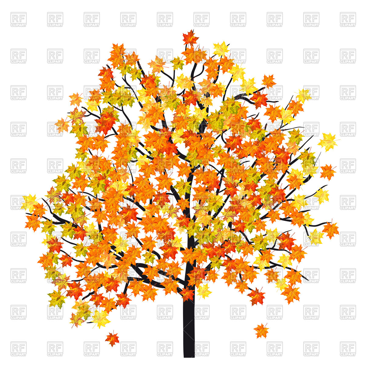 1200x1200 Autumn Maple Tree Royalty Free Vector Clip Art Image
