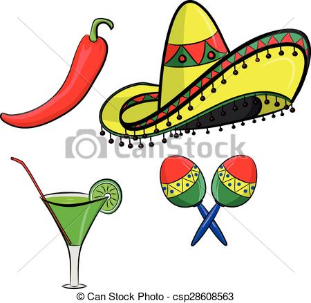 450x438 Margarita With Sombrero, Jalapeno And Maracas, Grouped For Clip