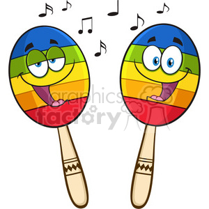 300x300 Royalty Free Two Colorful Mexican Maracas Cartoon Mascot