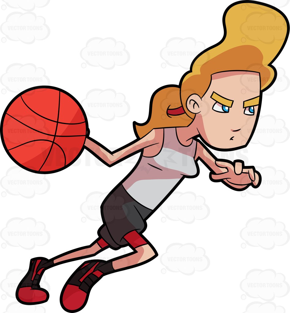 948x1024 A Female Basketball Player On A Fast Break Cartoon Clipart