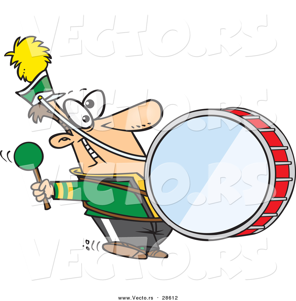 1024x1044 Vector Of A Goofy Marching Band Drummer Man Banging A Drum