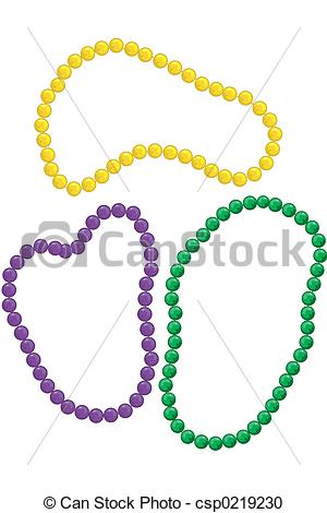 300x470 Mardi Gras Beads In The Classic Colors Stock Illustration