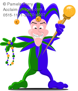260x300 Cliprt Image Of Cartoon Mardi Gras Jester Holding Beadsnd