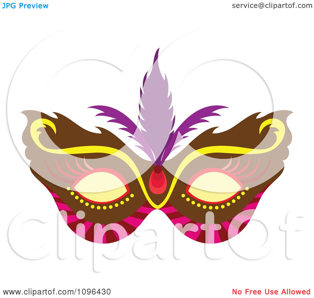 1080x1024 Clipart Brown Pink And Yellow Mardi Gras Face Mask With Purple