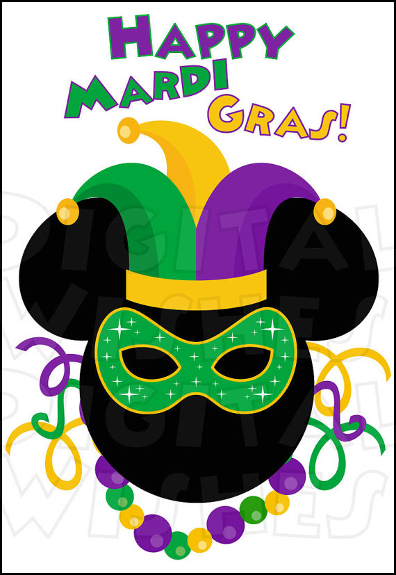 570x827 Mickey Mouse Mardi Gras Digital Iron On Transfer Clip Art Image